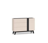 FURNLUX FRESHION - Buffet beige et noir - Panneau de particules laminé/MDF/HDF/ABS - 120 x 40 x 85 cm - Avec tiroirs et porte - Design moderne - Meuble de salon