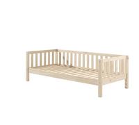 FURNLUX Fritz Lit d'enfant 90 x 200 cm, lit cabine, beige, design minimaliste, rails de sécurité, bois de pin massif, 99 x 212 x 68 cm
