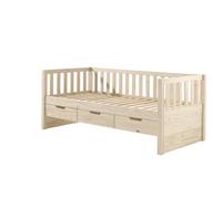 FURNLUX Fritz Lit mezzanine pour enfant, 90 x 200 cm, beige, en bois de pin, avec 3 tiroirs, design lit cabine, 99 x 212 x 86 cm