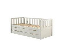 FURNLUX Fritz Lit mezzanine pour enfant, 90 x 200 cm, blanc, en bois de pin, avec 3 tiroirs, 99 x 212 x 86 cm