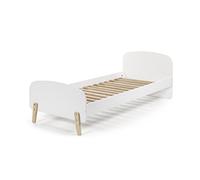 FURNLUX KIDDY Lit d'enfant, 90 x 200 cm, lit simple, blanc, design moderne, avec sommier à lattes, MDF et bois de pin, 206 x 95 x 73 cm