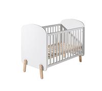FURNLUX Lit bébé KIDDY, pin et MDF, surface de couchage, 60 x 120 cm, blanc, 68 x 129 x 96 cm, sommier à lattes réglable en hauteur sur 3 positions