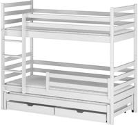 FURNLUX Lit superposé Luk Blanc 90x200cm / Hauptfarbe : Weiß / Abmessungen : 96 x 208 x 161 cm