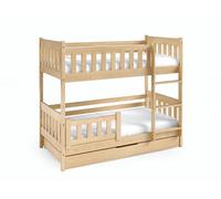FURNLUX Lit superposé, violet, 198 x 86 x 141 cm, lit mezzanine, beige, moderne, avec tiroir, en bois de pin, lit superposé double