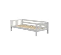 FURNLUX Nordic Dream Lit simple, 90 x 200 cm, moderne, blanc, avec rails de sécurité, en bois de pin, 209 x 99 x 65 cm