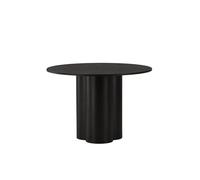 FURNLUX Olivia Table de salle à manger, 110x110x75 cm, noir, panneau MDF avec placage, design scandinave, plateau rond, 58 kg