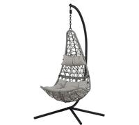 FURNLUX Outdoor Chaise suspendue Edinburgh Gris et Noir 132cm / Couleur principale : Gris / Dimensions : 132 x 130 x 205 cm