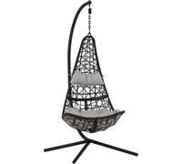 FURNLUX Outdoor Chaise suspendue Edinburgh Gris Et Noir 132cm / Couleur principale : Noir / Dimensions : 132 x 130 x 205 cm