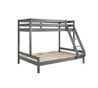 FURNLUX Pino Lit familial, 158 x 208 x 167 cm, superposé, avec espace de couchage de 140 x 200 cm, gris, style scandinave, en pin