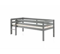 FURNLUX Pino Lit mezzanine, 105 x 208 x 83 cm, lit simple, gris, style scandinave, garde au sol de 41,5 cm, en bois de pin, avec sommier à lattes pour matelas de 90 x 200 cm