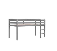 FURNLUX Pino Lit mezzanine, 106 x 210 x 114 cm, gris, avec échelle, en pin massif, sommier à lattes inclus