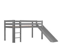 FURNLUX Pino Lit mezzanine, 218 x 210 x 114 cm, avec toboggan, gris, en pin massif, surface de couchage 90 x 200 cm, avec sommier à lattes et échelle