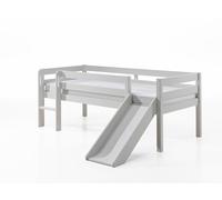 FURNLUX Pino Lit mezzanine 90 x 200 cm, surface de couchage, 175 x 208 x 83 cm, blanc, style scandinave, avec sommier à lattes, en pin massif