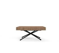 FURNLUX Sanna X Table basse industrielle, marron, 80 x 200 x 80 cm, bois d'ingénierie avec pieds en acier, multifonctionnelle