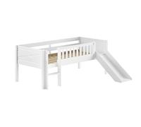 FURNLUX Scott Lit mezzanine 90 x 200 cm, blanc, avec toboggan, construction en bois de pin, 175 x 208 x 83 cm