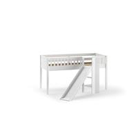 FURNLUX Scott Lit mezzanine 90 x 200 cm, blanc, pin scandinave avec toboggan, détails en MDF, 204 x 208 x 114 cm