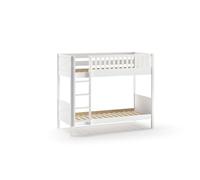 FURNLUX Scott Lit superposé 105x208x176 cm Lit mezzanine blanc style scandinave échelle réversible pin & MDF 90x200cm surface de couchage