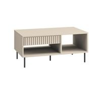 FURNLUX Sophie Table basse moderne Beige 100 x 60 x 45 cm Bois ingénierie avec tiroir et 2 étagères Table de salon