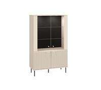 FURNLUX Sophie Vitrine Beige 92 x 40 x 151 cm 50 kg Style Moderne Bois Engineered Bois 4 Portes 4 Étagères