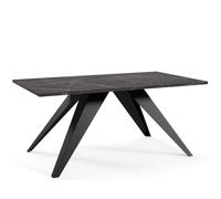 FURNLUX Table basse ARIA, style industriel, noir, MDF avec revêtement en mélamine, pieds en acier, 60 x 120 x 48 cm