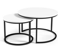 FURNLUX Table basse Corbeau Blanc 75cm / Couleur principale : Blanc / Dimensions : 75 x 47 x 75 cm