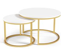 FURNLUX Table basse Corbeau Blanc 75cm / Couleur principale : Blanc / Dimensions : 75 x 47 x 75 cm