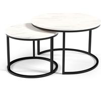 FURNLUX Table basse Corbeau Blanc Et Gris 75cm / Couleur principale : Blanc / Dimensions : 75 x 47 x 75 cm