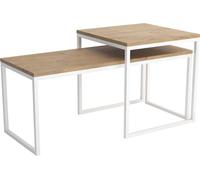 FURNLUX Table basse Tony Beige Et Blanc 50cm / Couleur principale : Beige / Dimensions : 50 x 50 x 50 cm