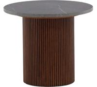 FURNLUX Table d'appoint Haron Marbre Gris Et Noyer 52cm / Couleur principale : Marron / Dimensions : 52 x 52 x 44 cm