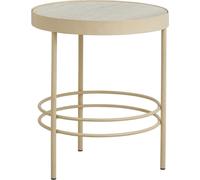 FURNLUX Table d'appoint Jungo Marbre Blanc Et Beige 50cm / Couleur principale : Beige / Dimensions : 50 x 50 x 57 cm