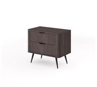 FURNLUX Table de chevet VERIS Chêne foncé & Noir Panneau de particules laminé/MDF/HDF 63 x 38 x 55 cm 2 tiroirs Moderne