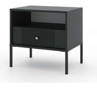 FURNLUX Table de nuit Iseo Noir 54cm / Couleur principale : Noir / Dimensions : 54 x 50 x 39 cm