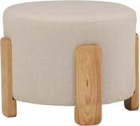 FURNLUX Tabouret Coffey Blanc Et Chêne 50cm / Couleur principale : Blanc / Dimensions : 50 x 50 x 43 cm