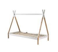 FURNLUX Tipi Lit pour enfant, 90 x 200 cm, lit d'intérieur, beige, en bois de pin, 99 x 206 x 158 cm