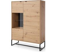 FURNLUX Vitrine Chêne Ambre Clair 93cm / Couleur principale : Beige / Dimensions : 93 x 133 x 39 cm