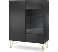 FURNLUX Vitrine Harmony Noir Et Or 97cm / Couleur principale : Noir / Dimensions : 97 x 122 x 37 cm