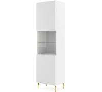 FURNLUX Vitrine Ravenna B Blanc Et Or 60cm / Couleur principale : Blanc / Dimensions : 60 x 215 x 42 cm