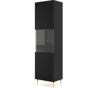 FURNLUX Vitrine Ravenna B Noir Et Or 60cm / Couleur principale : Noir / Dimensions : 60 x 215 x 42 cm