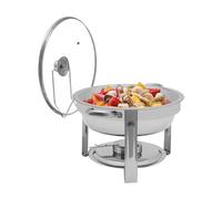 FUROMG Chafing Dish Buffet Ensemble Chauffe-Plats en Acier Inoxydable, Chafers Rond Buffets Chauffants Buffet pour FêTes Mariage Banquets Restauration Chafing Dish Buffet (Argent)