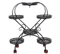 FUROMG Support de plantes en métal pour 6 plantes en pot - Matériau en fer forgé - Étagère à fleurs - Étagère à fleurs - Étagère à plantes - Décoration de jardin - Noir