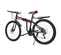 FUROMG VTT pliable pour adulte à 21 vitesses - Frein à disque - Vélo d'adolescent - Pour adultes hommes et femmes - 26" (noir/rouge)