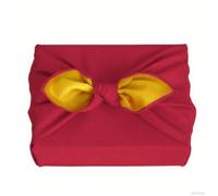 Furoshiki Tissu d'emballage japonais écologique réversible écologique pour emballage cadeau de Noël, d'anniversaire, bento, déjeuner, gâteau, bouteille de vin, kimono (rouge vif et jaune, 70,1 x 70,1