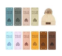 FURREN Lot de 60 Etiquette Cuir Etiquette Fait Main a Coudre Etiquette Handmade Etiquette Couture étiquette Vetement Fait Main Etiquette Tissées avec Trous pour l'artisanat du Tricot