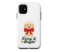 Furry and Bright Christmas Puppy Retro Holiday Design Coque pour iPhone 11