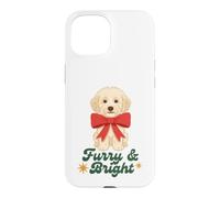 Furry and Bright Christmas Puppy Retro Holiday Design Coque pour iPhone 15