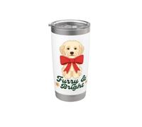 Furry And Bright Christmas Puppy Retro Holiday Design Gobelet isotherme en acier inoxydable double paroi
