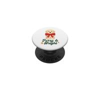 Furry and Bright Christmas Puppy Retro Holiday Design PopSockets PopGrip Adhésif
