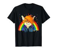 Furry Fandom Fox Fursona Pride Rainbow Anthro Fan Art Vibe T-Shirt
