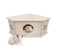 Furry Friend Hideaway - Cabane en bois massif de 7,87 x 4,45 pouces, abri sans danger pour la peau | Ornement paysager fonctionnel multifonctionnel pour les cages d'animaux domestiques