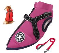 Furry King Dog Winter Coat, Furryking 3 in 1 Winter Jacket for Dogs, Dog Coat with Harness, Zippered Waterproof and Windproof Snow Jacket for Small, Medium and Large Dogs (Purple,XXL)